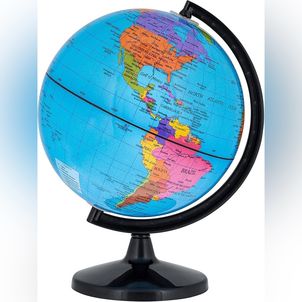 Blue and Black Desktop‎ Globe Accent 8 inches